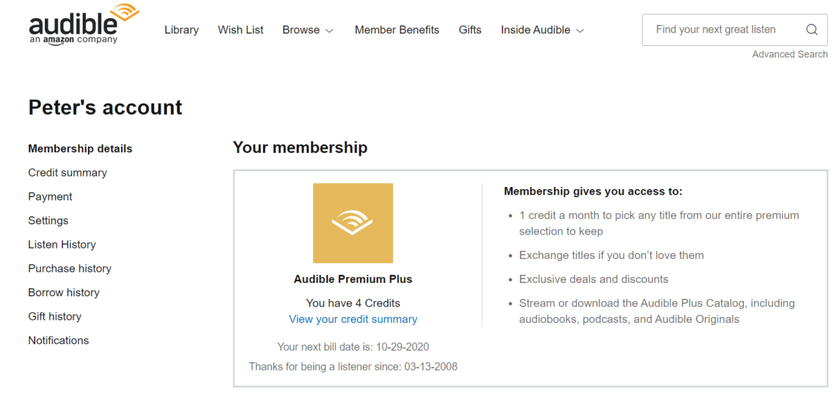 audible premium plus membership